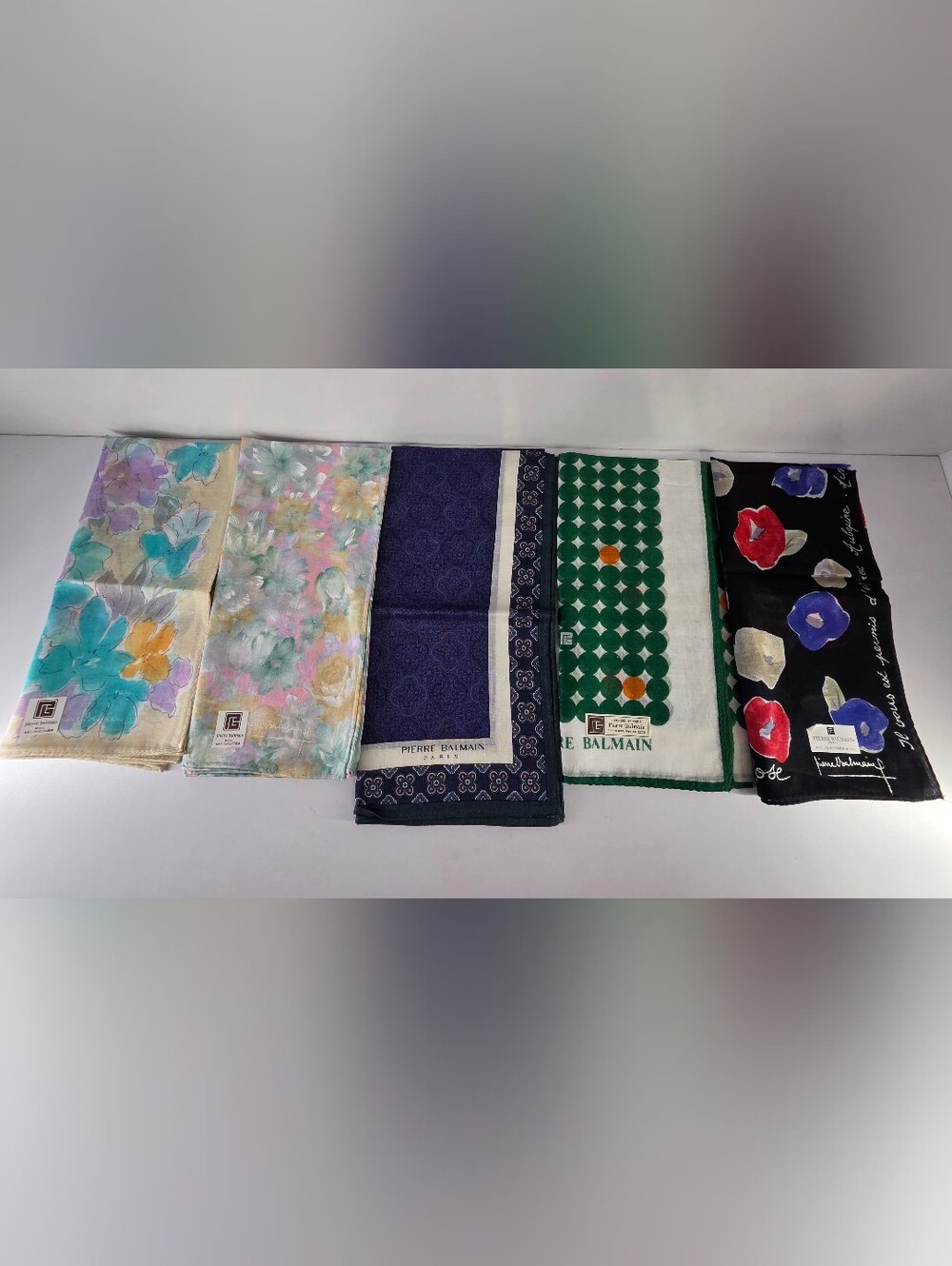 Pierre Balmain Assortment Of Small Scarves/Handkerchiefs (5-piece Set)